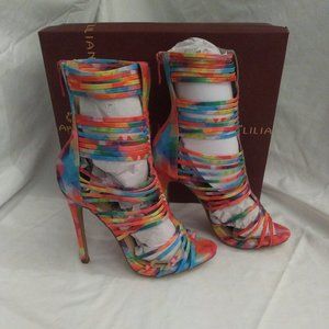 New Liliana Multicolor Strappy Heels 7 Yanka
